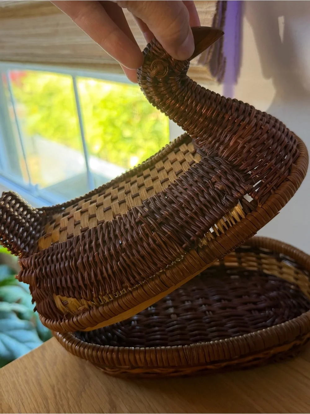 Handwoven Wicker Duck Basket - Brown